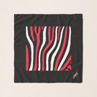 Red, Black & White Zebra Stripped Chiffon Scarf