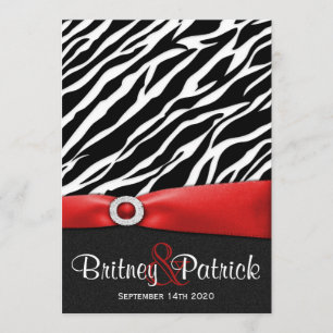 Red Black White Zebra Wedding Invitations