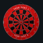 Red & Black | Wide-Spaced White Sports Font Dart Board<br><div class="desc">Two-toned dartboard in red and black with two lines of your personalized text in white.
Need help with the design (e.g. different colors)? Email help@karenchaudesigns.com</div>