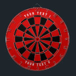 Red & Black | Wide-Spaced White Sports Font Dart Board<br><div class="desc">Two-toned dartboard in red and black with two lines of your personalized text in white.
Need help with the design (e.g. different colors)? Email help@karenchaudesigns.com</div>