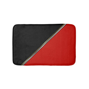 Red Black with Gold Silver Stripe Bath Mat
