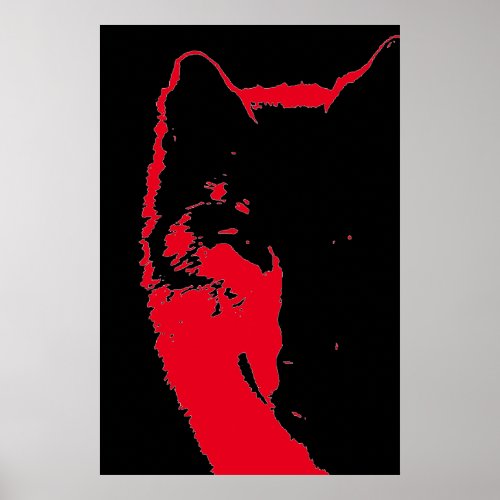 Red Black Wolf Eyes Pop Art Poster