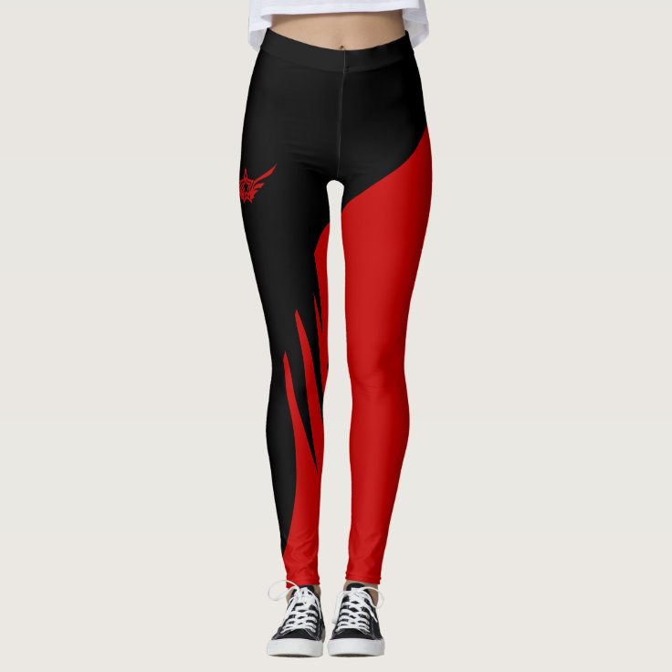 Red Black workout Leggings Zazzle