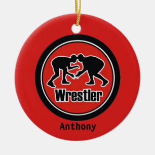Red & Black Wrestler Christmas Ornament