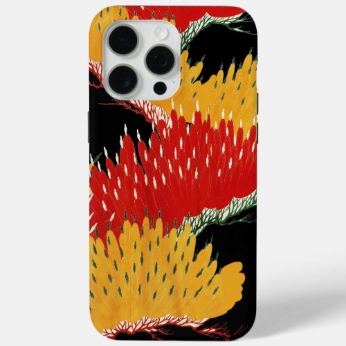 RED BLACK YELLOW ABSTRACT JAPANESE FLORAL iPhone 15 PRO MAX CASE