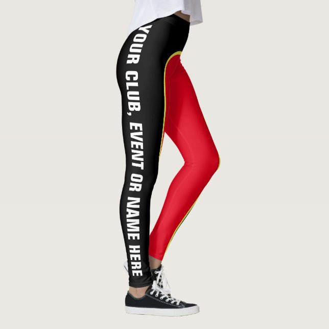 Red/Black/Yellow Customisable Named Leggings (Right)