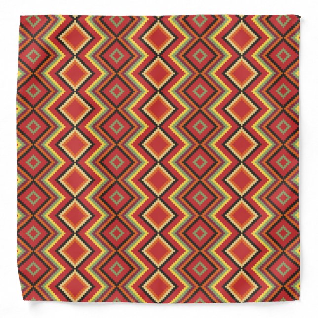 Red Black Yellow Native American Blanket Pattern Bandana (Front)