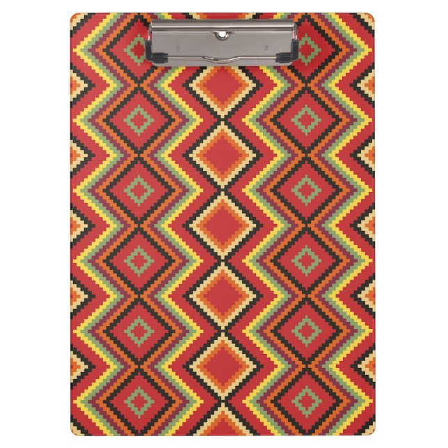 Red Black Yellow Native American Blanket Pattern Clipboard (Front)