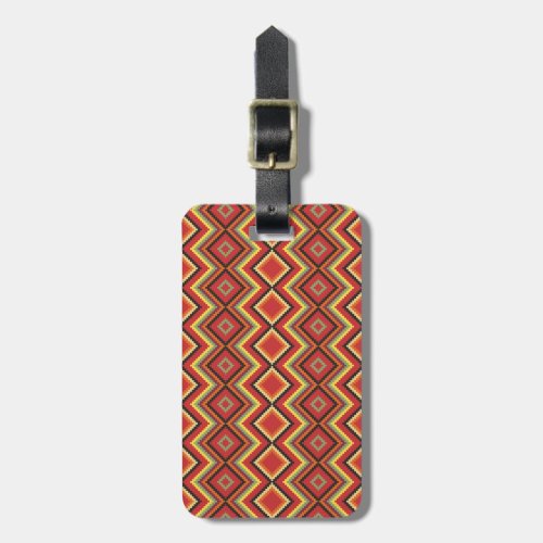 Red Black Yellow Native American Blanket Pattern Luggage Tag