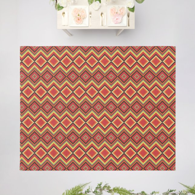 Red Black Yellow Native American Blanket Pattern Outdoor Rug (Insitu (Wedding 2))