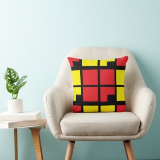 Red Black Yellow Squares Geometric Pattern
