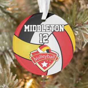 Red, Black, Yellow Volleyball   DIY Text Ornament