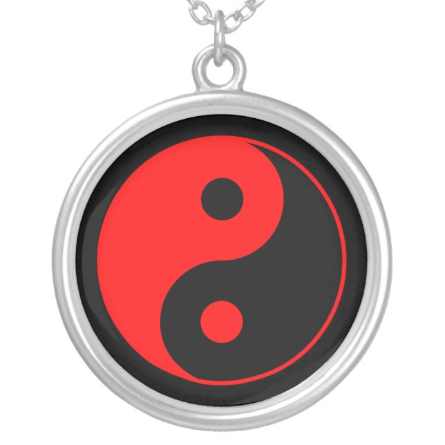 Red & Black Yin Yang Symbol Necklace (Front)