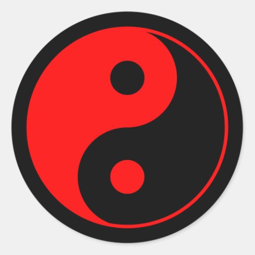 Red  Black Yin Yang Symbol Sticker