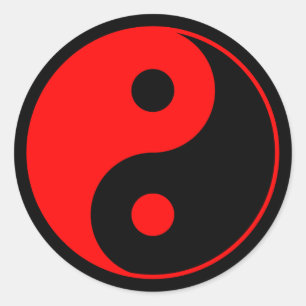 Red & Black Yin Yang Symbol Sticker