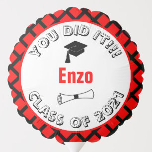 Red & Black You Did It Class of 2021 Graduation Balloon