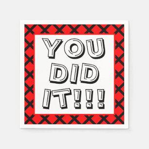 Red & Black You Did It Graduation Napkins
