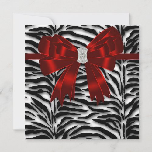 Red Black Zebra All Occasion Personalized Invites