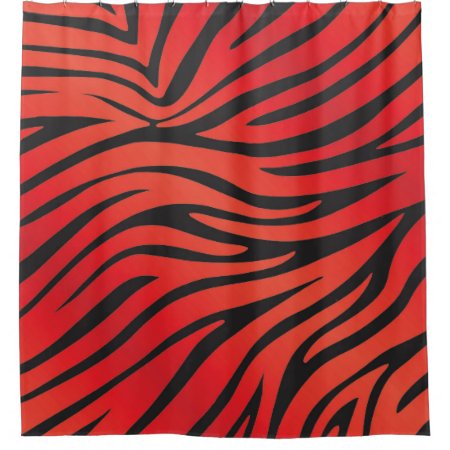 Red & Black Zebra Print Shower Curtain