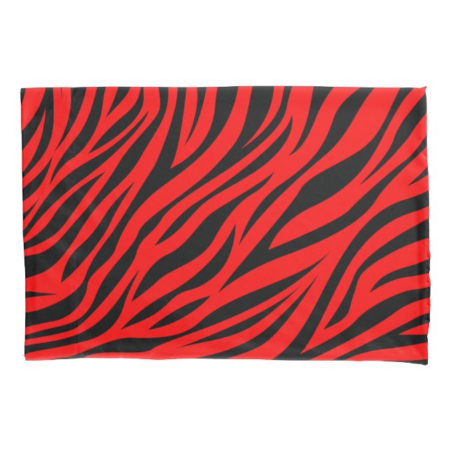 Red Black Zebra Stripes Print Pillow Case (Front)