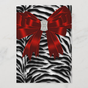 Red Black Zebra Thank You Card