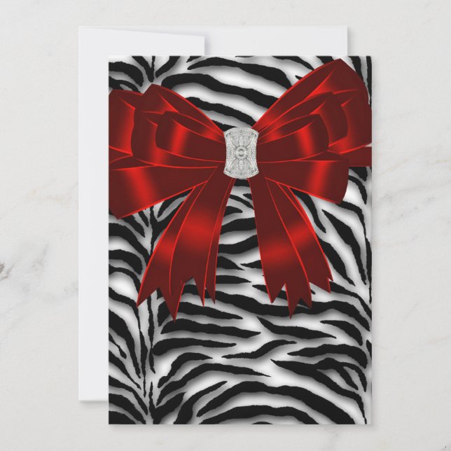 Red Black Zebra Thank You Card (Front)