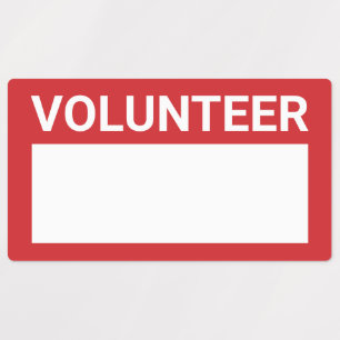 Red Blank Volunteer Badge Labels