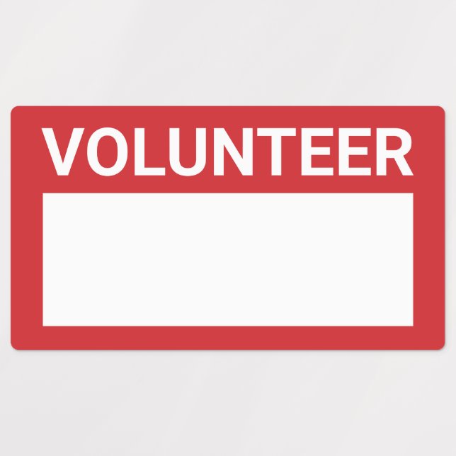 Red Blank Volunteer Badge Labels (Design 1)