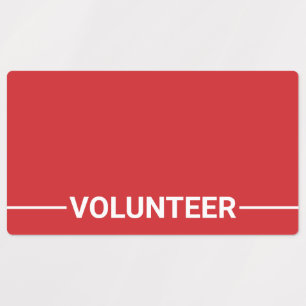 Red Blank Volunteer Badge Labels