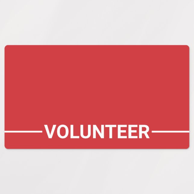Red Blank Volunteer Badge Labels (Design 1)