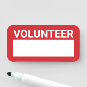 Red Blank Volunteer Name Tag