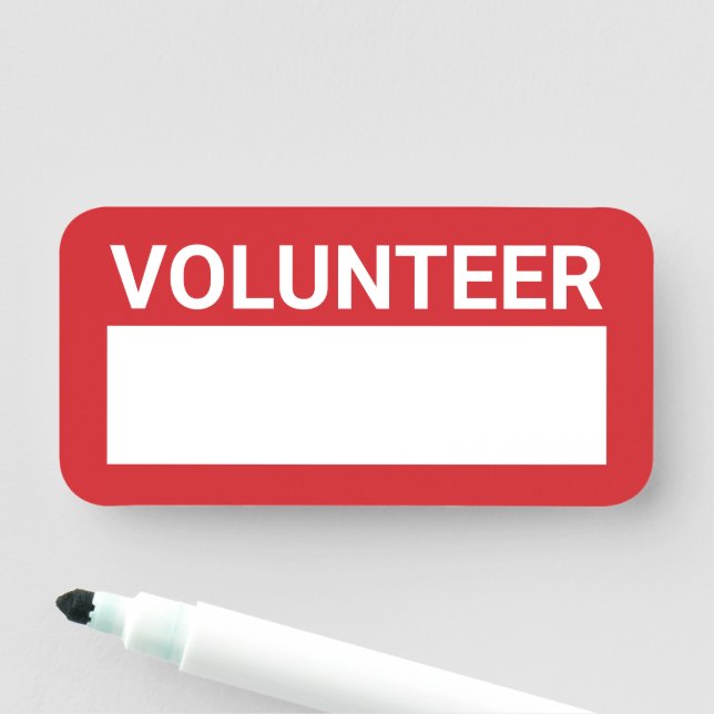 Red Blank Volunteer Name Tag (In Situ)
