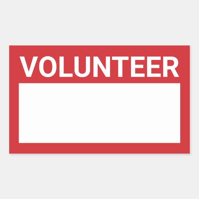 Red Blank Volunteer Rectangular Sticker (Front)