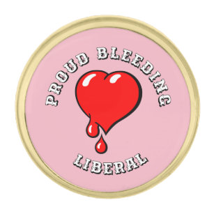 Red Bleeding Heart liberal Gold Finish Lapel Pin