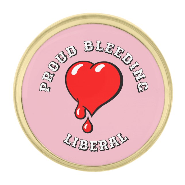 Red Bleeding Heart liberal Gold Finish Lapel Pin (Front)