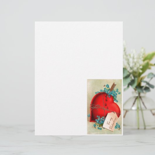 Red Bleeding Heart Valentine Antique Postcard (Standing Front)