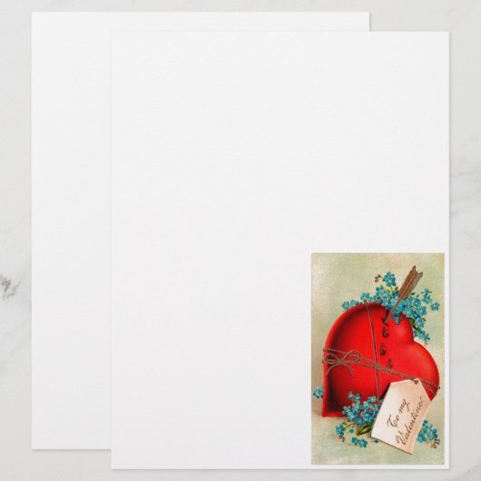 Red Bleeding Heart Valentine Antique Postcard (Front/Back)