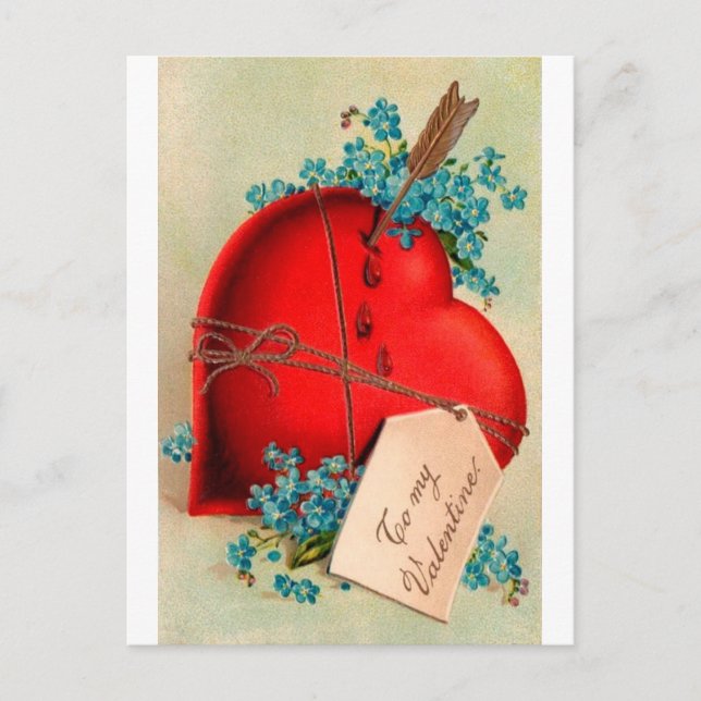 Red Bleeding Heart Valentine Antique Postcard (Front)