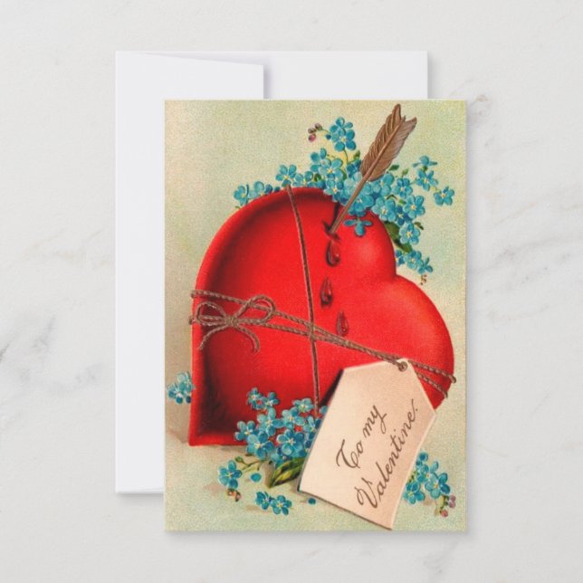 Red Bleeding Heart Valentine Antique Postcard (Front)