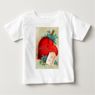 Red Bleeding Heart Valentine Antique Postcard Baby T-Shirt