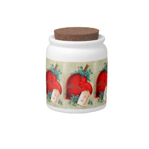 Red Bleeding Heart Valentine Antique Postcard Candy Jar