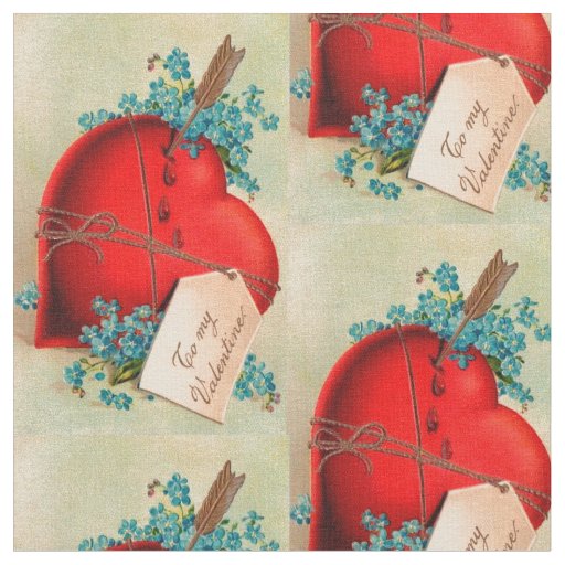 Red Bleeding Heart Valentine Antique Postcard Fabric