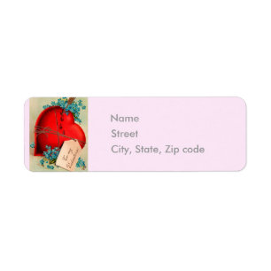 Red Bleeding Heart Valentine Antique Postcard Label