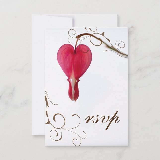 Red Bleeding Hearts Flowers Wedding RSVP (Front)