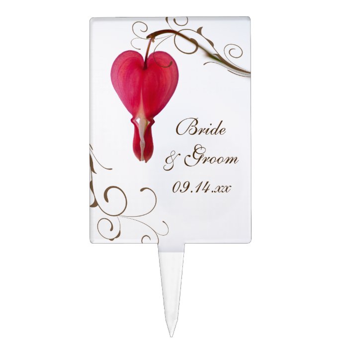 Red Bleeding Hearts Wedding Cake Topper