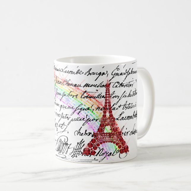 Red Bling Eiffel Tower Coffee Mug (Front Right)