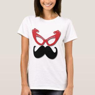 red bling glasses with mustache T-Shirt