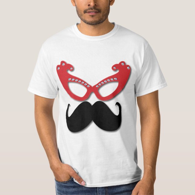 red bling glasses with mustache T-Shirt (Front)
