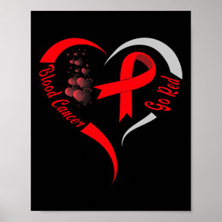 Red Blood Cancer Awareness Heart  Poster