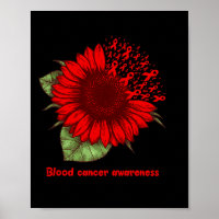 Red Blood Cancer Awareness Sunflower Gift Warrior